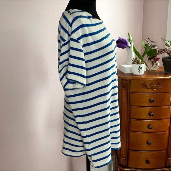 Old Navy Blue and Cream Striped Short Sleeve Knit Top ⚓️ - Picture 5 of 8